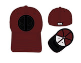 Marvel Deadpool Red Logo Flatbill, Black Patch Insignia with Stitching, Merc With A Mouth