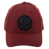 Marvel Deadpool Red Logo Flatbill, Black Patch Insignia with Stitching, Merc With A Mouth